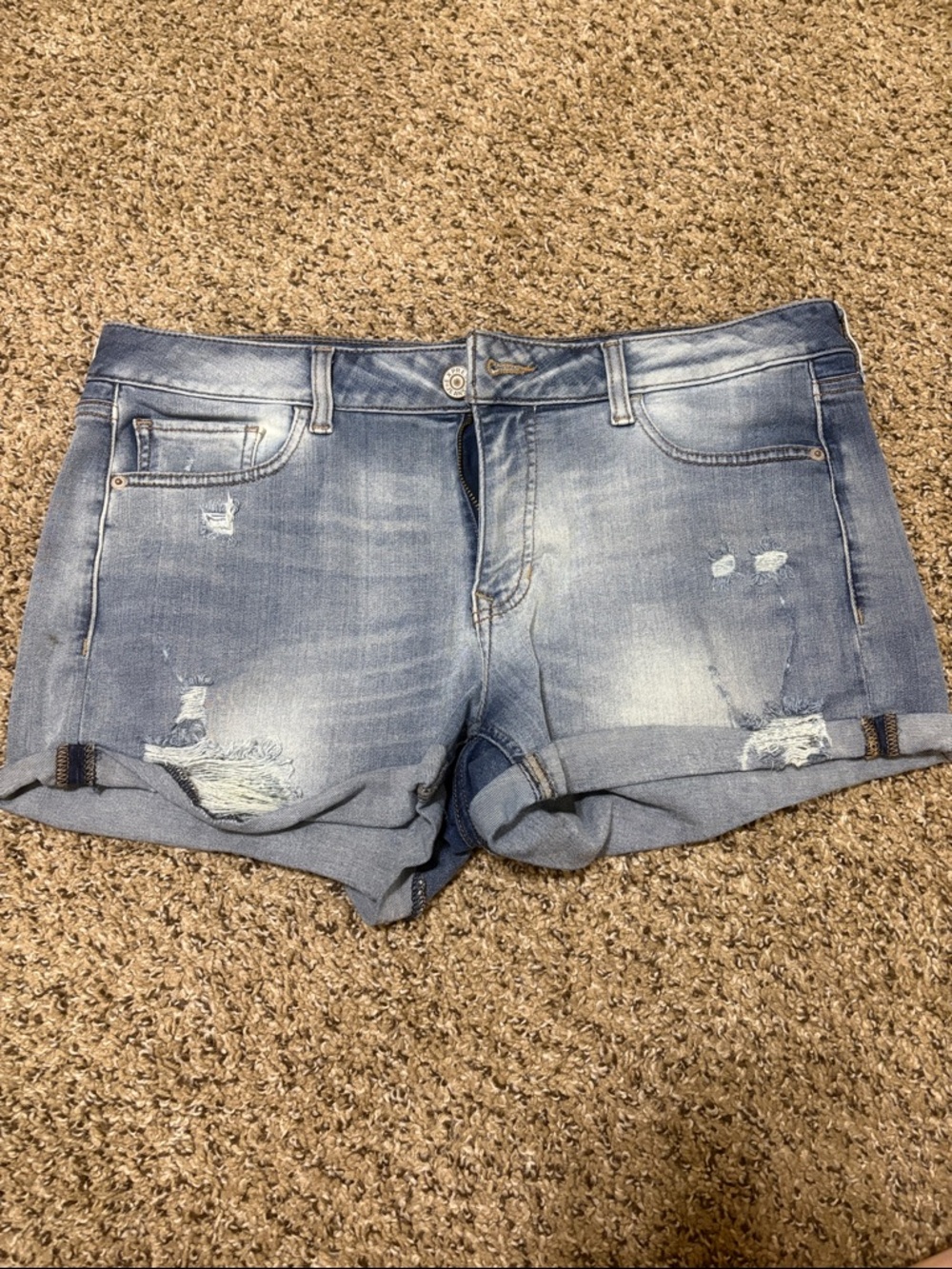 Express Light Blue Distressed Denim Women’s Shorts